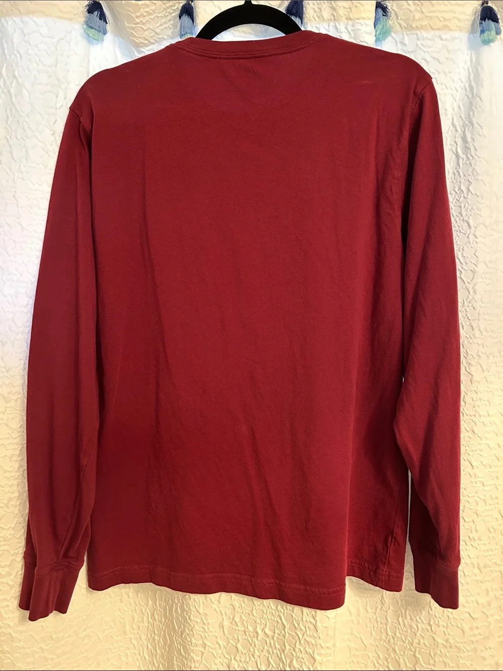 Lands' End Men's Long-Sleeve Crewneck Shirt - Wine Red